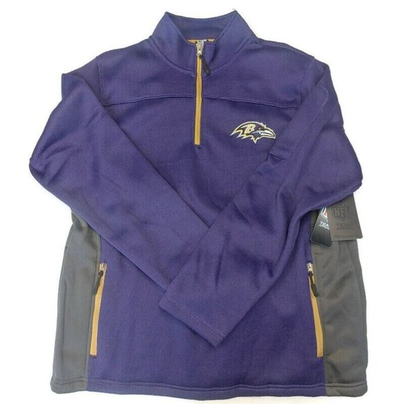 Team Apparel 7th Collection Mens L Baltimore Ravens 1/4 Zip Pullover Purple - Picture 1 of 8